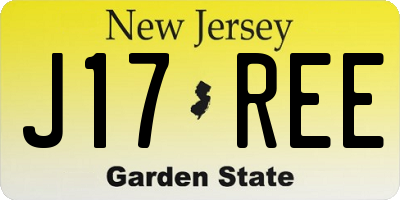 NJ license plate J17REE
