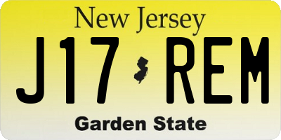 NJ license plate J17REM