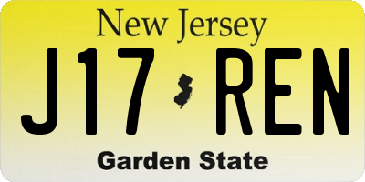 NJ license plate J17REN