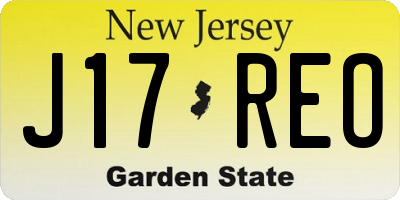NJ license plate J17REO