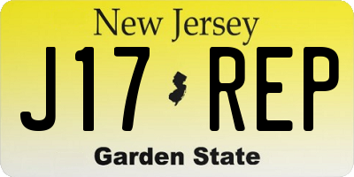 NJ license plate J17REP