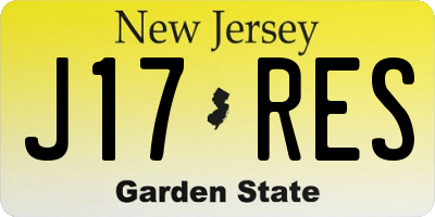 NJ license plate J17RES