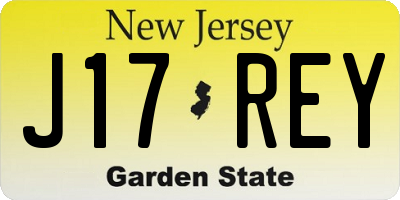 NJ license plate J17REY