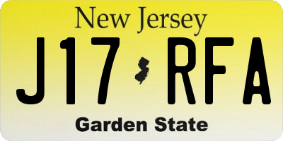NJ license plate J17RFA