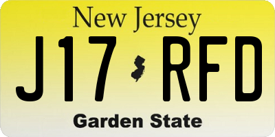 NJ license plate J17RFD
