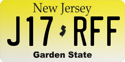 NJ license plate J17RFF