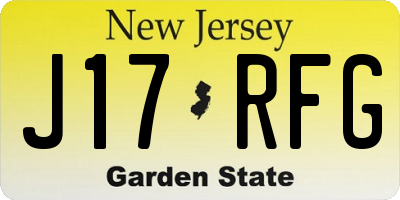 NJ license plate J17RFG