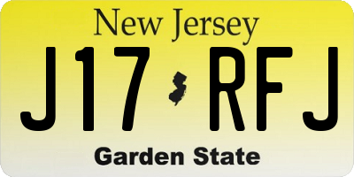 NJ license plate J17RFJ
