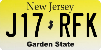 NJ license plate J17RFK