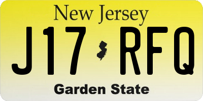 NJ license plate J17RFQ