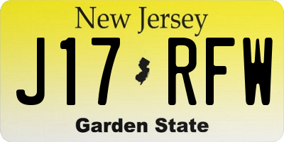 NJ license plate J17RFW