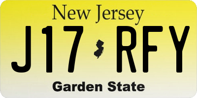 NJ license plate J17RFY