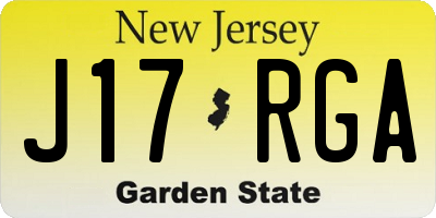 NJ license plate J17RGA