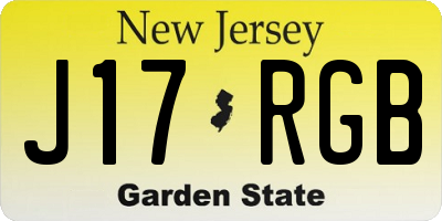 NJ license plate J17RGB