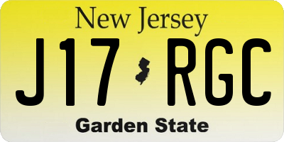 NJ license plate J17RGC