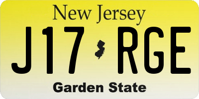 NJ license plate J17RGE