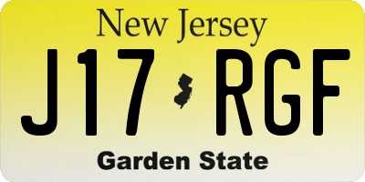 NJ license plate J17RGF