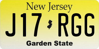 NJ license plate J17RGG