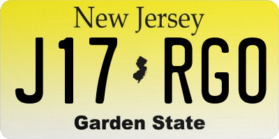 NJ license plate J17RGO