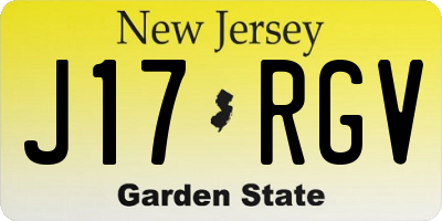 NJ license plate J17RGV