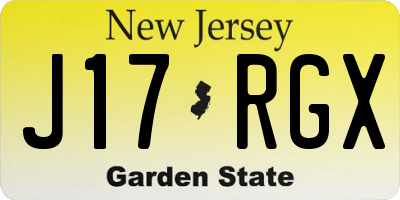NJ license plate J17RGX