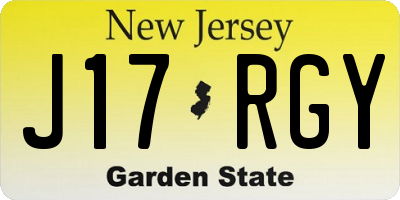 NJ license plate J17RGY