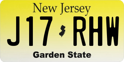 NJ license plate J17RHW