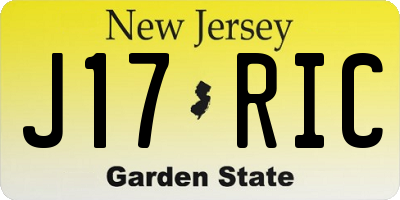 NJ license plate J17RIC