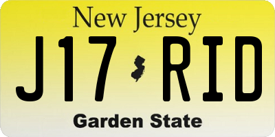 NJ license plate J17RID