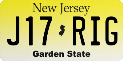 NJ license plate J17RIG