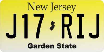 NJ license plate J17RIJ