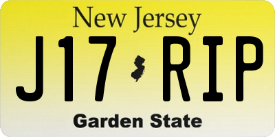 NJ license plate J17RIP