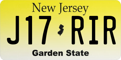 NJ license plate J17RIR