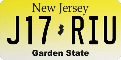 NJ license plate J17RIU