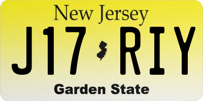 NJ license plate J17RIY