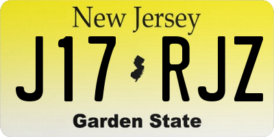 NJ license plate J17RJZ