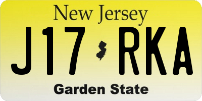 NJ license plate J17RKA
