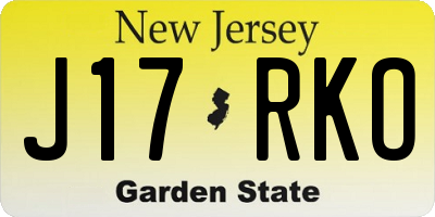 NJ license plate J17RKO