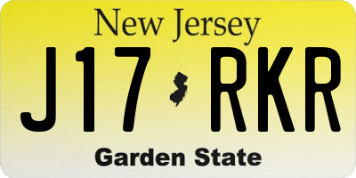 NJ license plate J17RKR