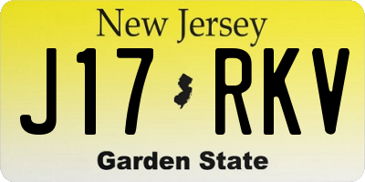 NJ license plate J17RKV