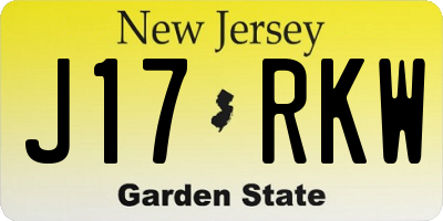 NJ license plate J17RKW