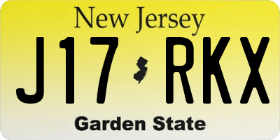 NJ license plate J17RKX