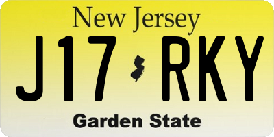 NJ license plate J17RKY