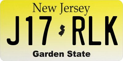 NJ license plate J17RLK