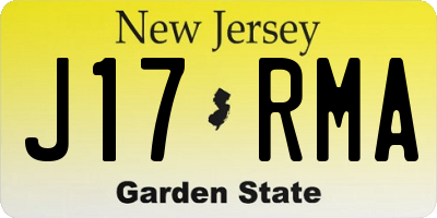 NJ license plate J17RMA