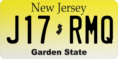 NJ license plate J17RMQ