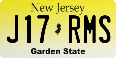 NJ license plate J17RMS
