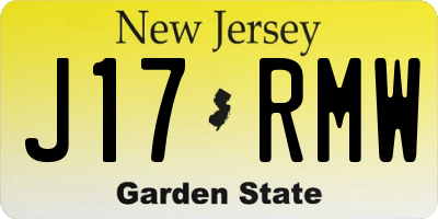 NJ license plate J17RMW