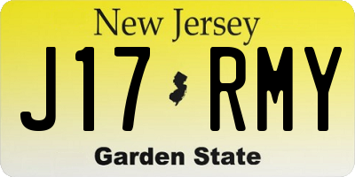 NJ license plate J17RMY