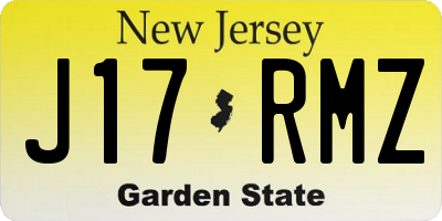 NJ license plate J17RMZ